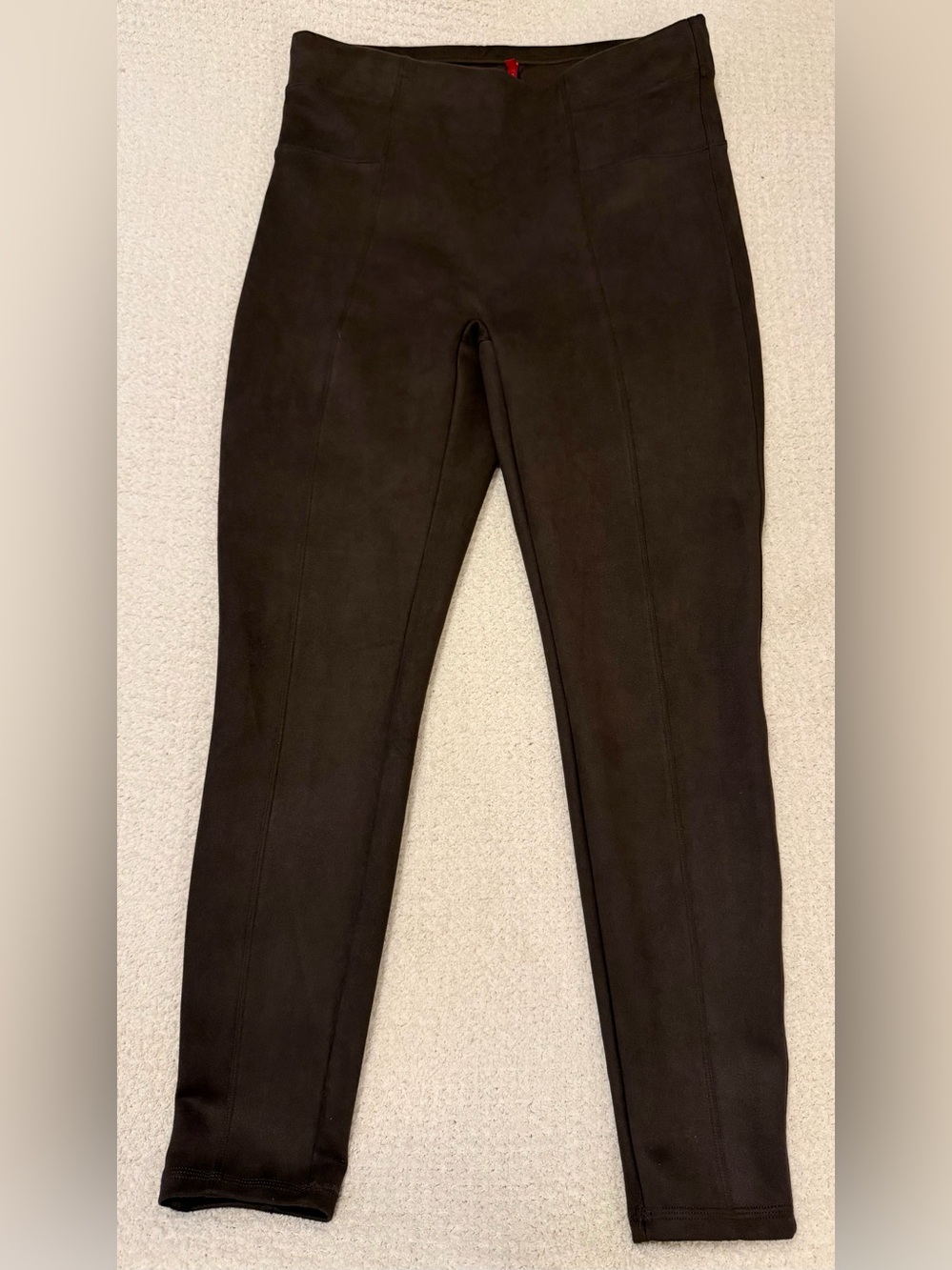 Spanx Faux Suede Seamed Slim-Leg Pants Size XL Chocolate Brown